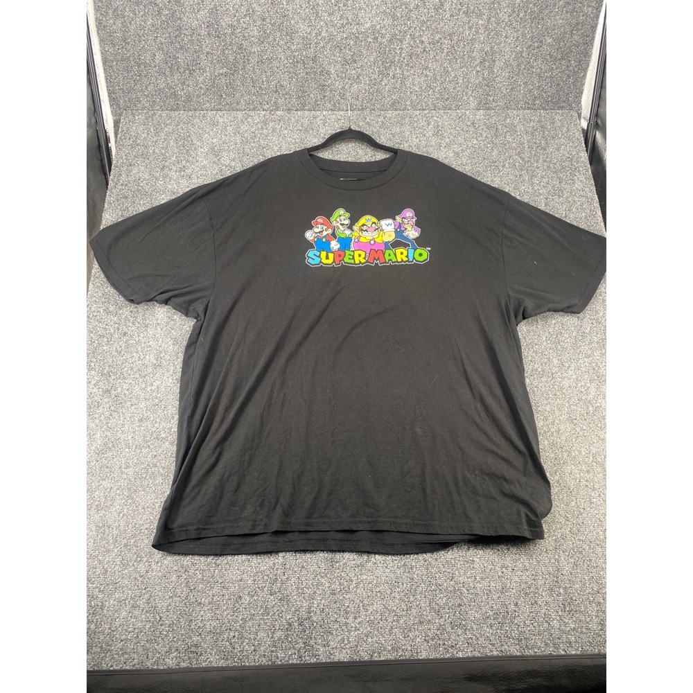 Nintendo Super Mario Graphic T-Shirt Mad Engine Men 4XB Black Mario Luigi Wario